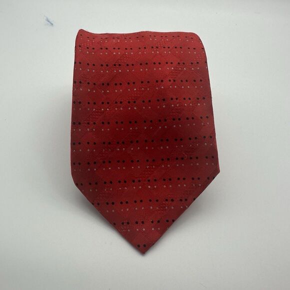 Brioni Red Silk Tie Geometric Polka Dot Italy Designer Luxury Necktie